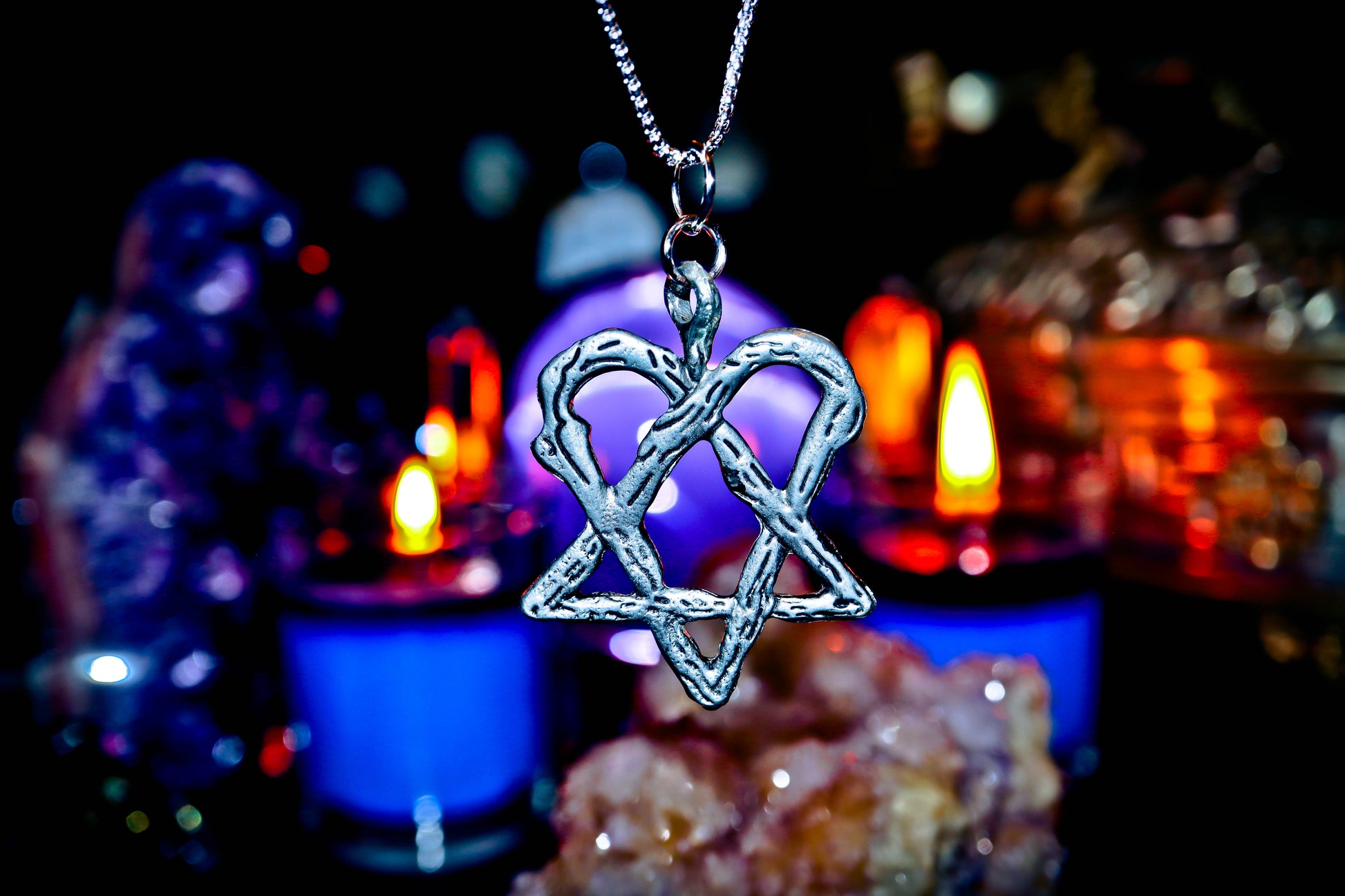 Haunted Amulet Haunted Djinn Genie Heart Pentagram Spell necklace New Age Witchcraft Jewelry