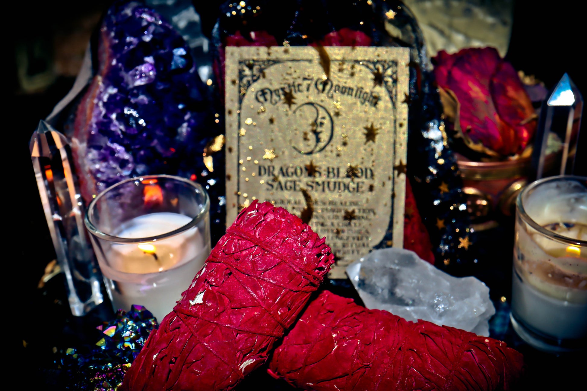 DRAGON'S BLOOD SAGE SMUDGE Attract Positive Energy, Banish Bad Karma, & Manifestation, Spirit Offering