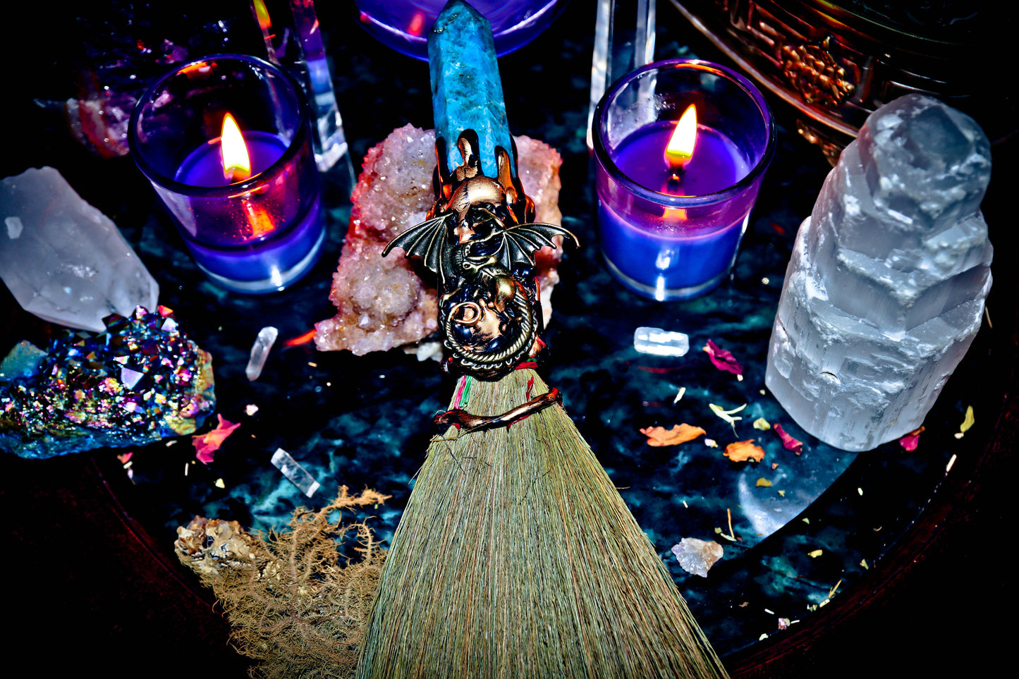 Haunted DRAGON WAND and WITCH BROOM Djinn Genies Spells Spirits