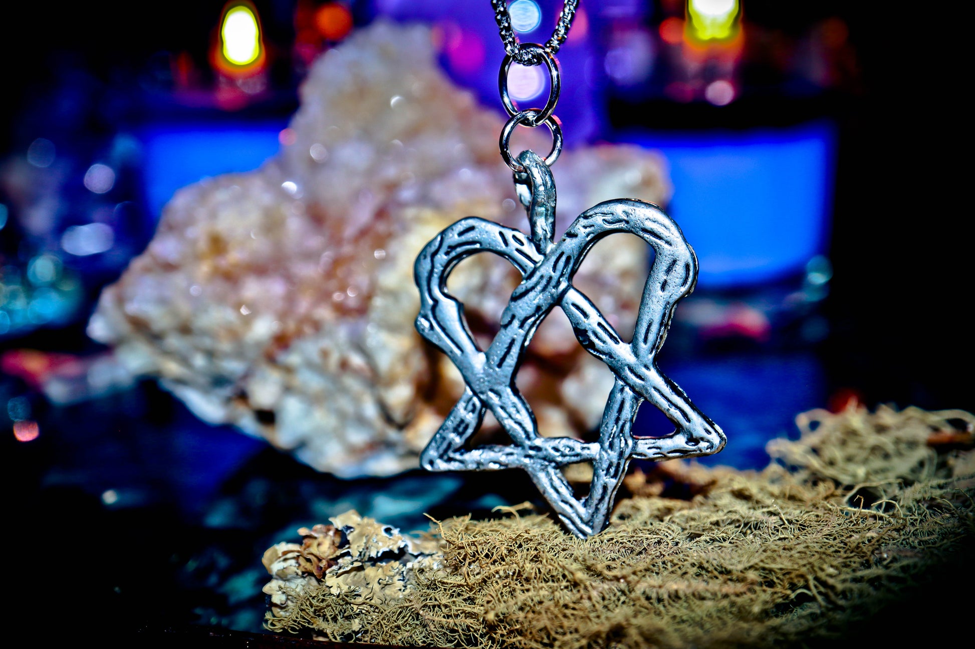 Haunted Djinn Genie Heart Pentagram Spell Amulet New Age Occult Magic Pagan