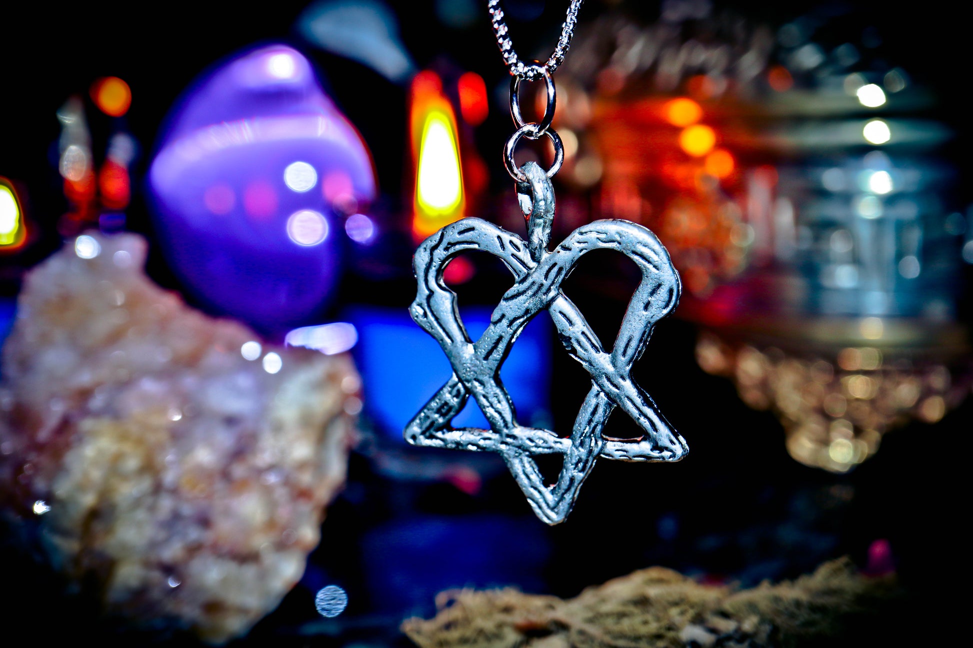 Haunted Djinn Genie Heart Pentagram Spell Amulet New Age Witchcraft Magic Djinn Jewelry