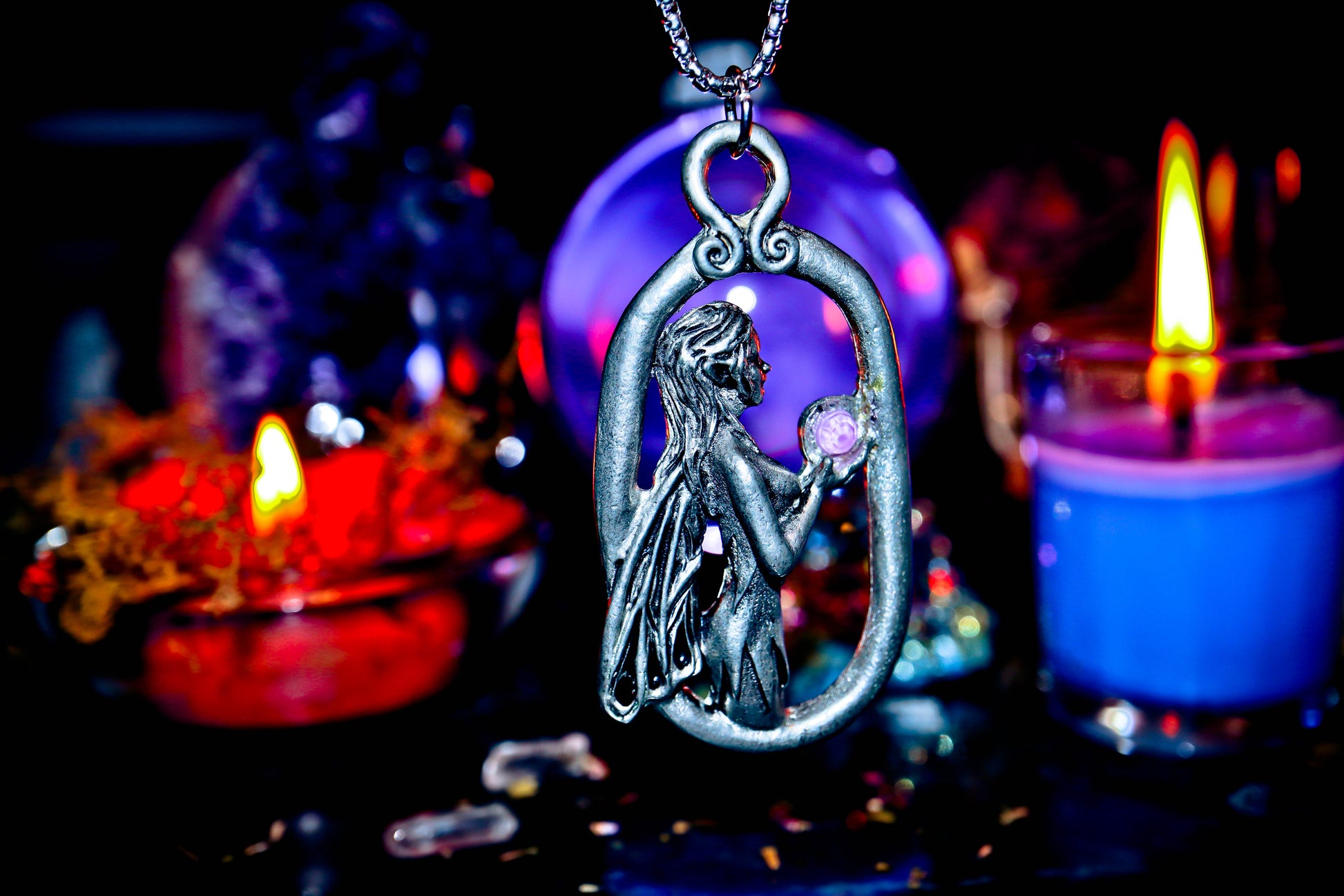 Haunted Faerie Magick Wealth Spell Money Luck amulet pendant necklace Pagan Celtic Fairy