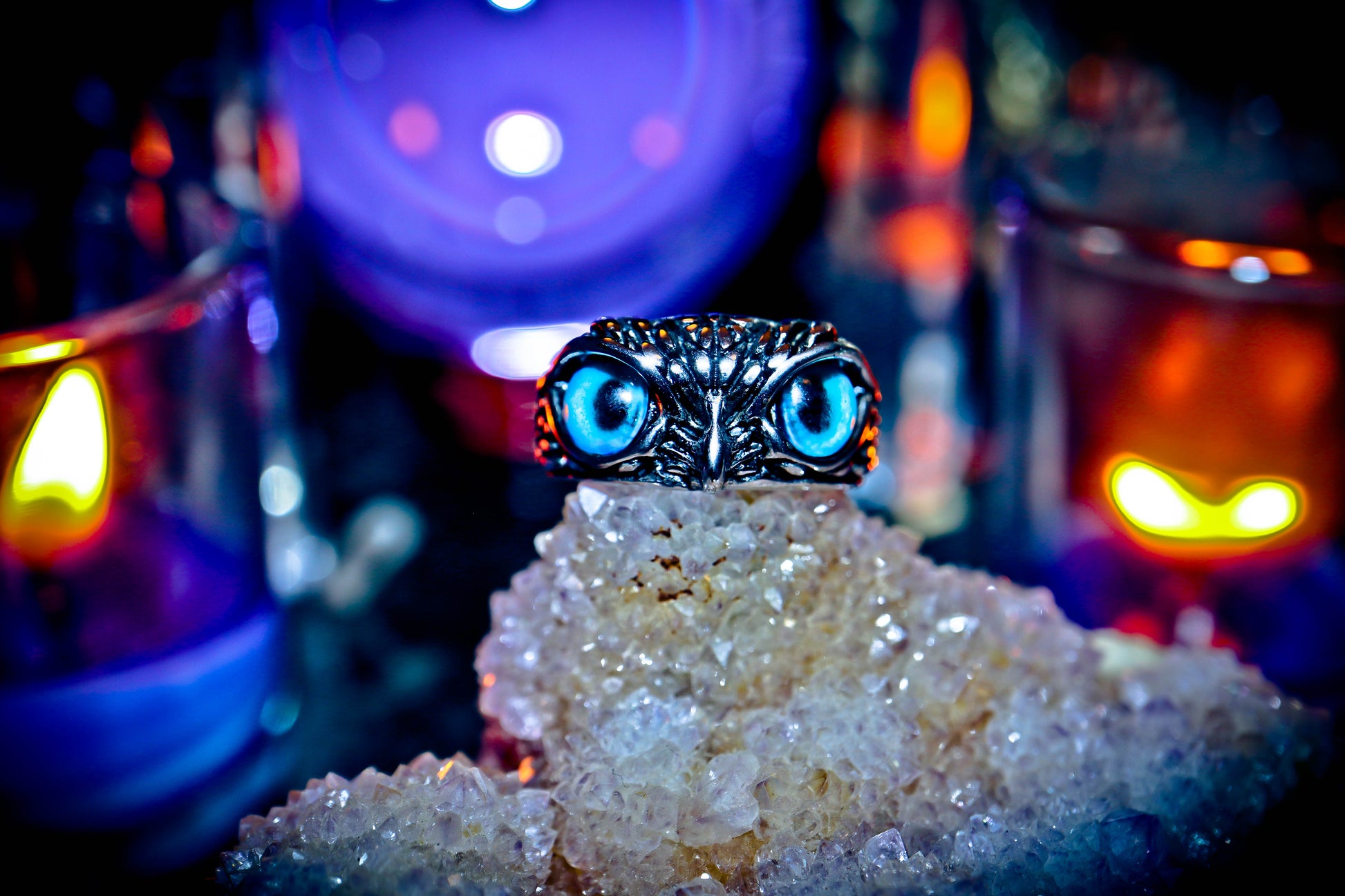 Haunted Owl Totem Djinn Ring New Age Witchcraft Spells Spirits Mystic Moonlight Magick