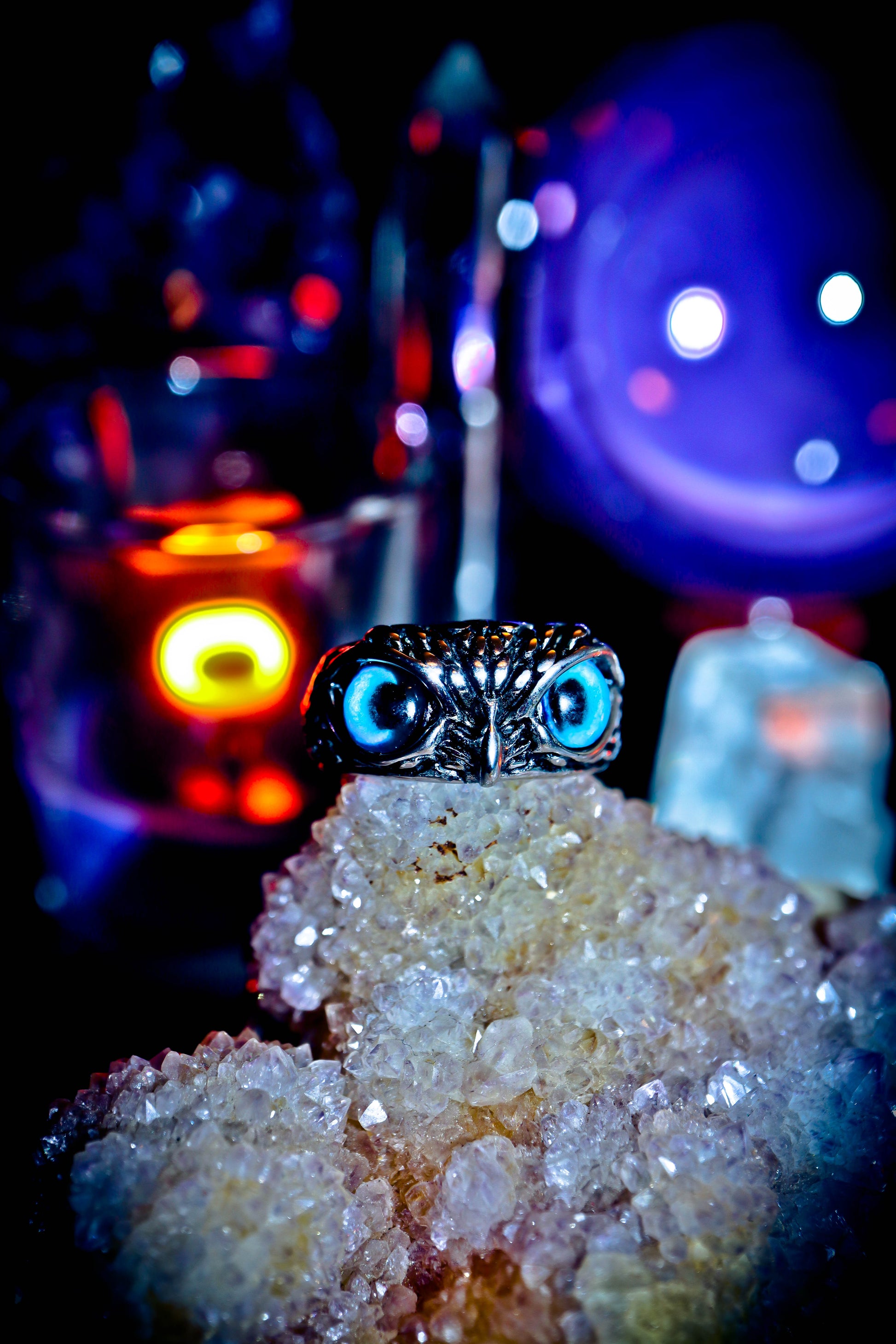 Haunted Owl Totem Djinn Ring New Age Witchcraft Spells Spirits Mystic Moonlight