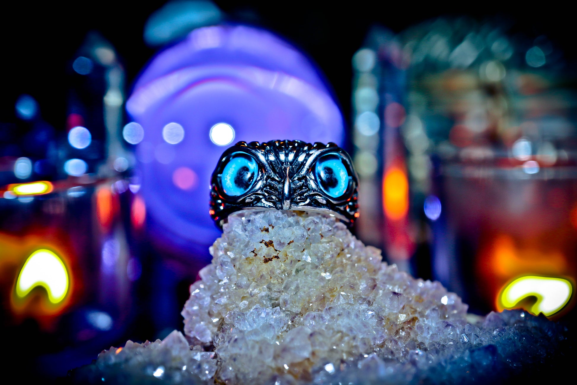 Haunted BOHEMIAN OWL Illuminati Occult Secret Society Ring of Hidden Truths