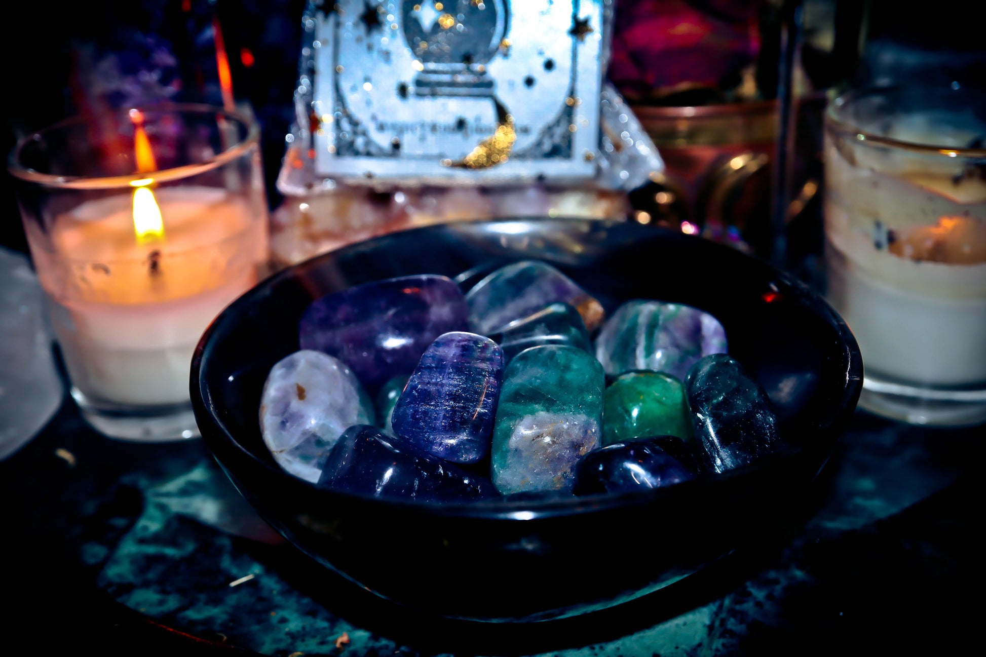 Rainbow Fluorite Gemstones Spellcast for Luck, Raising Vibrations, Aura Cleansing, Psychic Ability and Spiritual Connection!