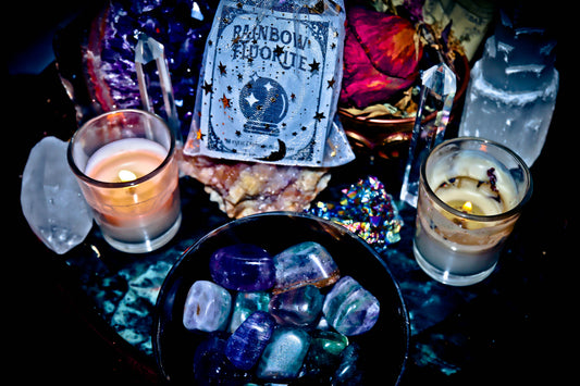 Rainbow Fluorite Gemstones Spellcast for Luck, Raising Vibrations, Aura Cleansing, Psychic Ability and Spiritual Connection!