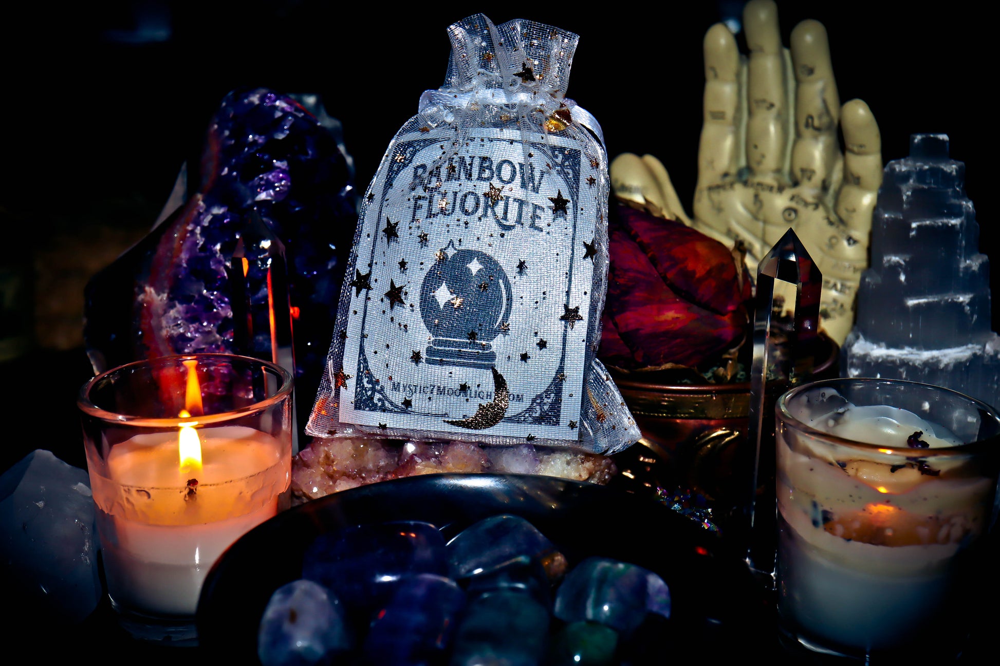 Rainbow Fluorite Gemstones Spellcast for Luck, Raising Vibrations, Aura Cleansing, Psychic Ability and Spiritual Connection!