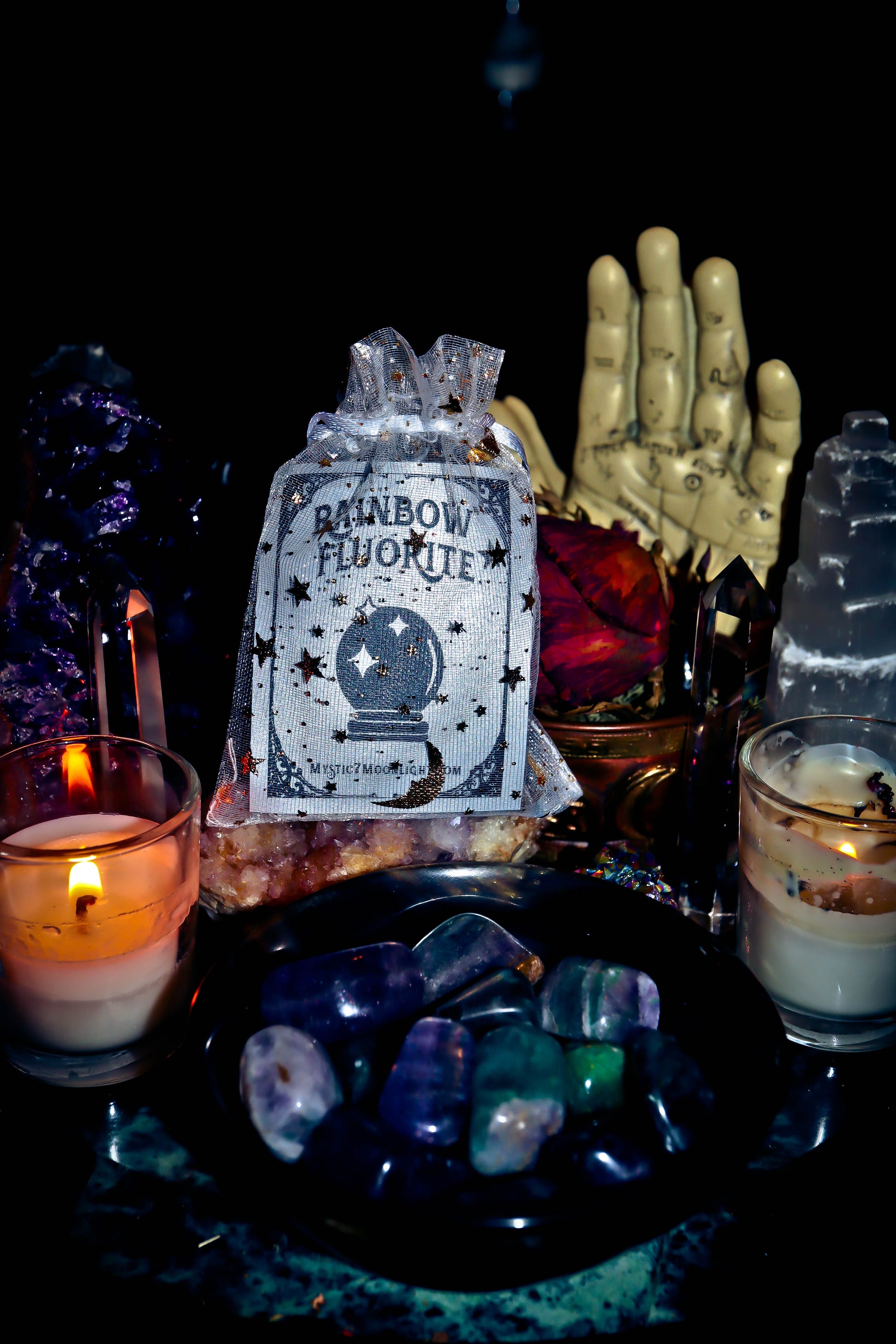 Rainbow Fluorite Gemstones Spellcast for Luck, Raising Vibrations, Aura Cleansing, Psychic Ability and Spiritual Connection!