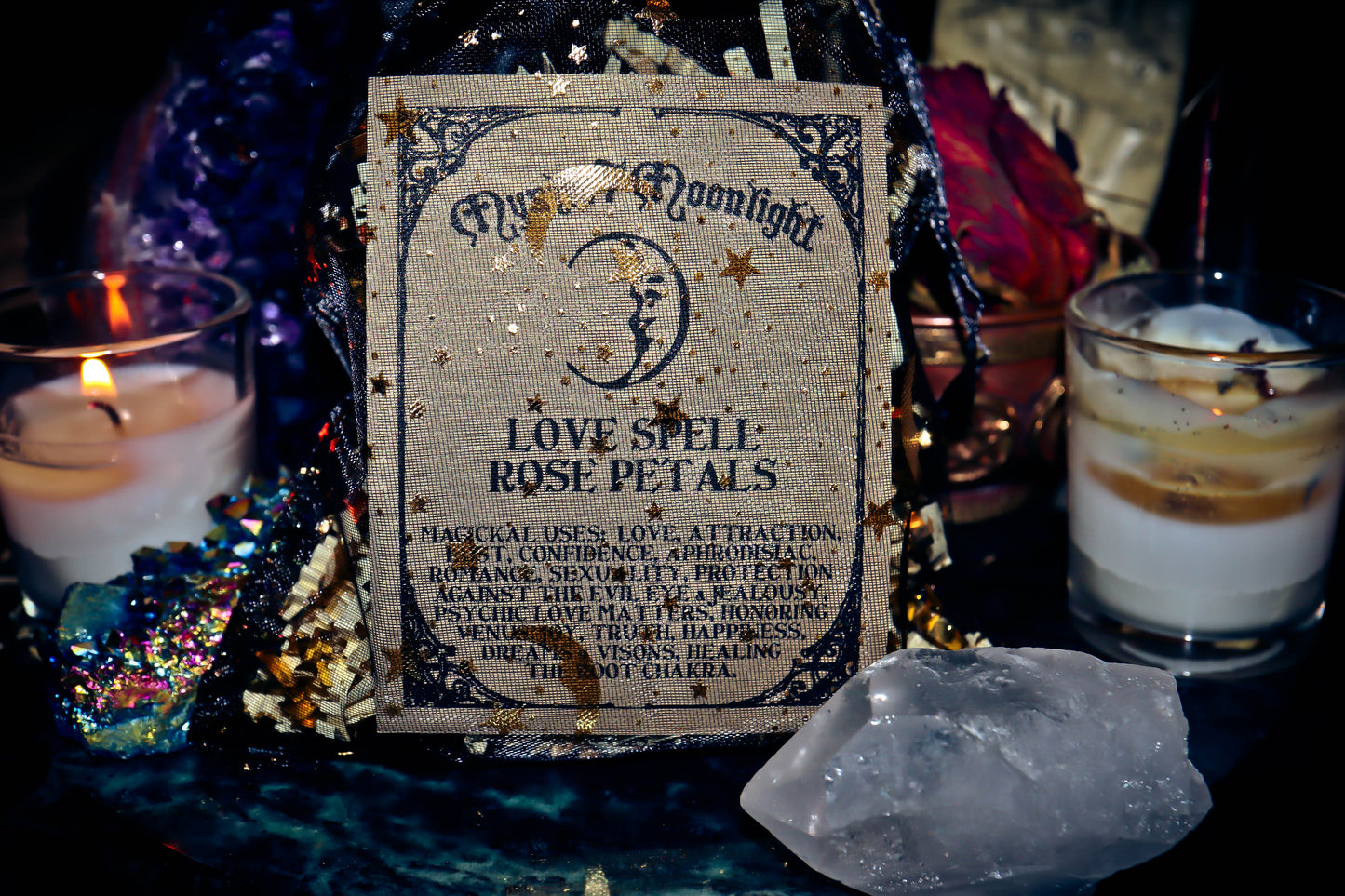 LOVE SPELL ROSE PETALS APOTHECARY Magical Spellcast Dried Herbs for Love, Attraction, Trust & Innocence ~ Amplify Spells, Blessings & Wishes! Premium Apothecary Glass Bottle w/ Cork