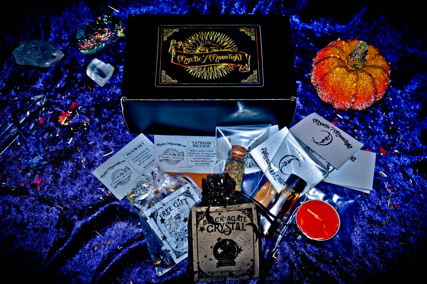 ** MAGICK GENIE OFFERING BOX SET ** 7 SACRED HERBS, INCENSE, CANDLES AND MORE! FOOD FOR SPIRITS ~ DJINN SUMMONING, OCCULT EMPOWERMENT GIFT BOX ** SAMHAIN ** LIMITED TIME