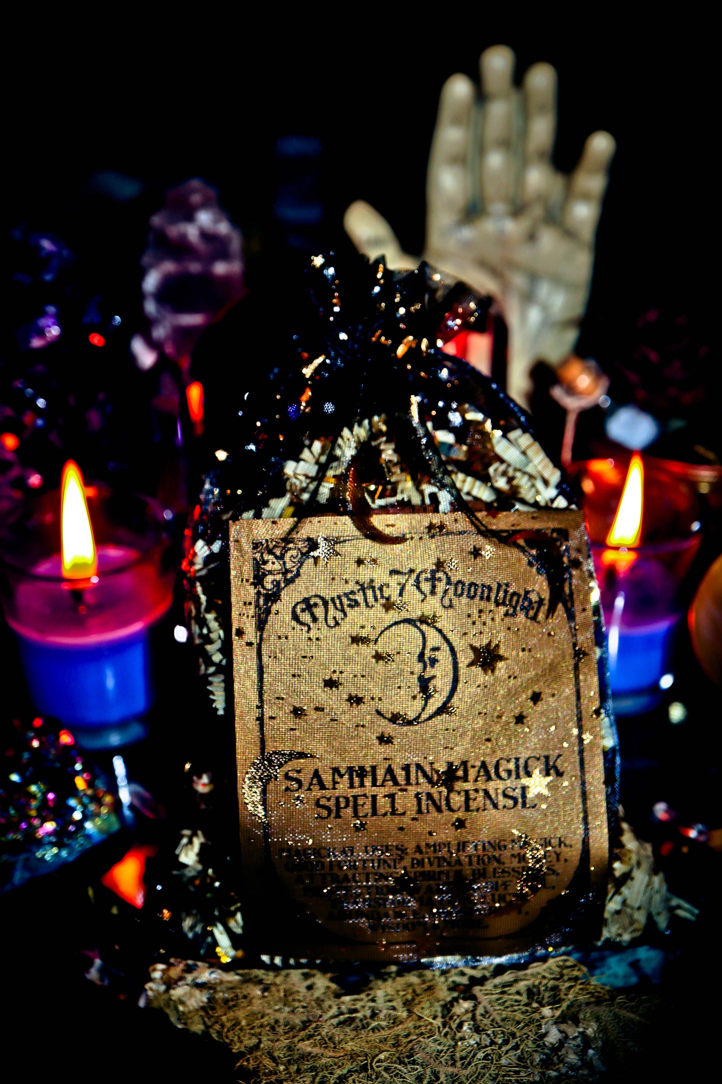 SAMHAIN Magick Ritual Incense ~ Amplify the Power of Spells & Wishes ~ Spirit Offering & More! 33 Cone Incense Premium Handmade Apothecary Glass Bottle w/ Cork