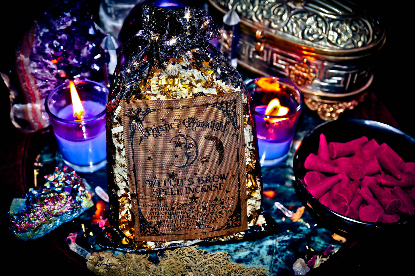 WITCH'S BREW Magick Ritual Incense ~ Amplify the Power of Spells & Wishes ~ Spirit Offering & More! 33 Cone Incense Premium Handmade Apothecary Glass Bottle w/ Cork