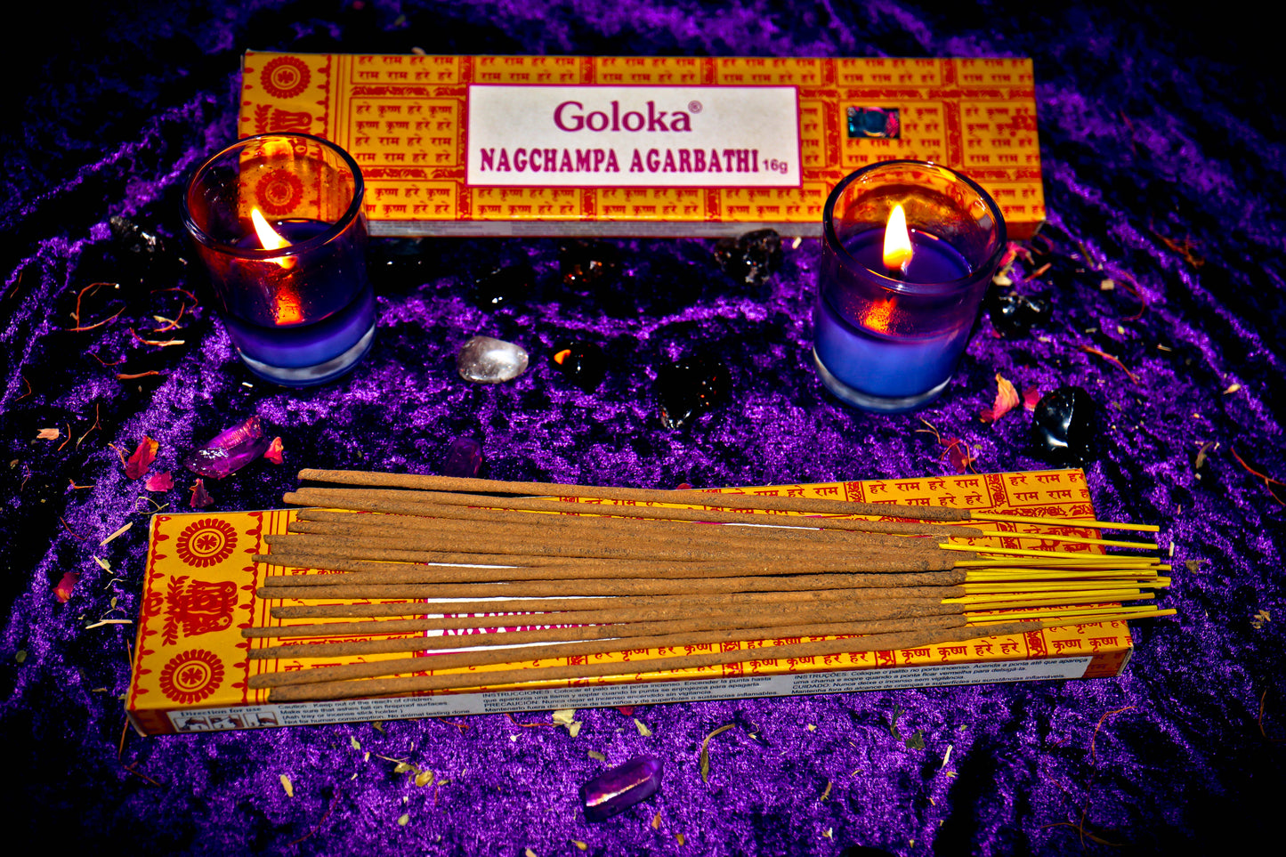 GOLOKA INCENSE NAG CHAMPA AGARBATHI 16 GRAM BOX ~ Ritual Incense For Spirit Work, Spells, Wealth Blessings, & More!