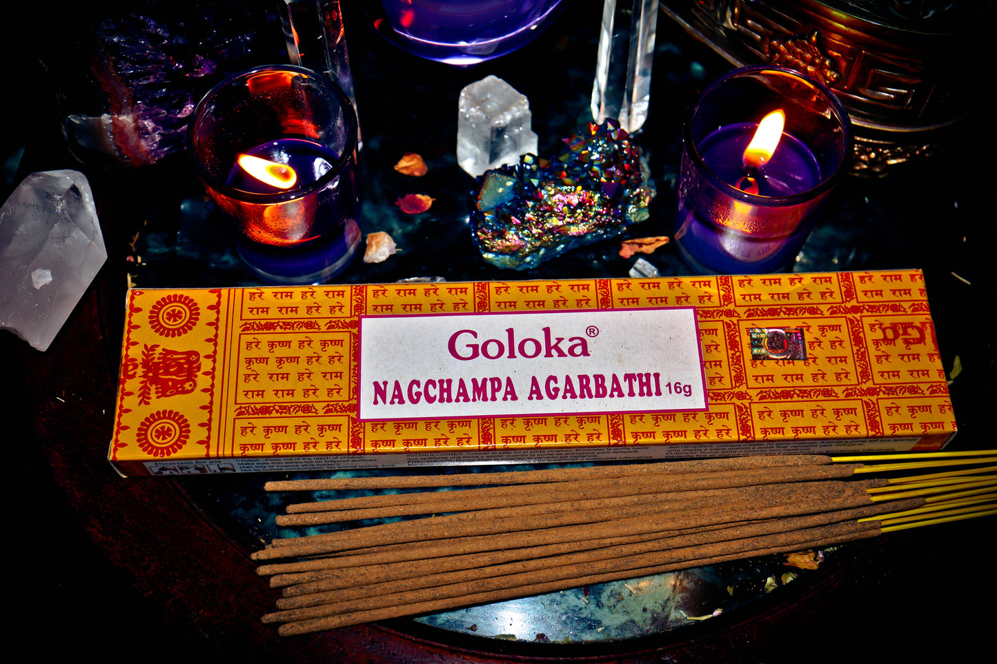 GOLOKA INCENSE NAG CHAMPA AGARBATHI 16 GRAM BOX ~ Ritual Incense For Spirit Work, Spells, Wealth Blessings, & More!