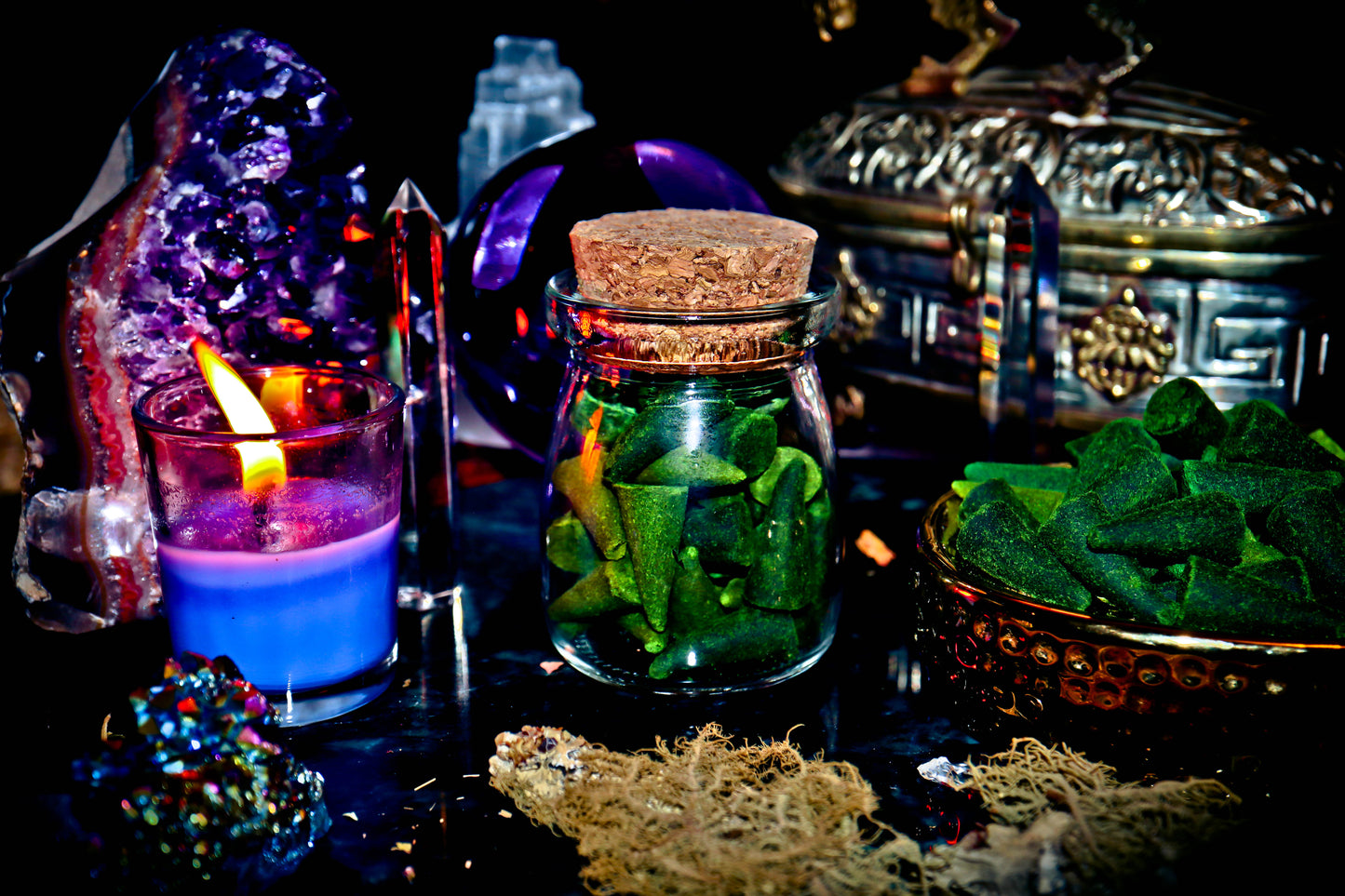 MONEY BLESSING Spell Incense ~ POWERFUL ~ Manifest Wealth & Abundance Money Sacred Alchemy 35 Cone Incense Premium Handmade Apothecary Glass Bottle w/ Cork