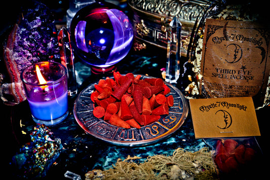 THIRD EYE Magick Ritual Incense ~ Amplify the Power of Spells & Wishes ~ Spirit Offering & More! 33 Cone Incense Premium Handmade Apothecary Glass Bottle w/ Cork