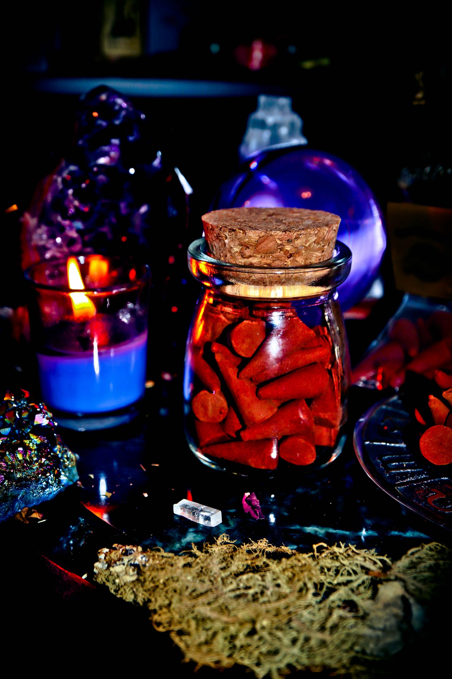 THIRD EYE Magick Ritual Incense ~ Amplify the Power of Spells & Wishes ~ Spirit Offering & More! 33 Cone Incense Premium Handmade Apothecary Glass Bottle w/ Cork