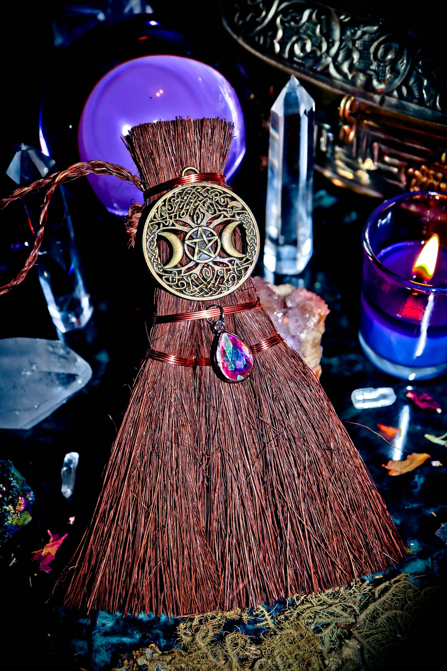 Magical Witch Broom Ritual Tool for Amplifying the Power Haunted Occult Spells Spirits