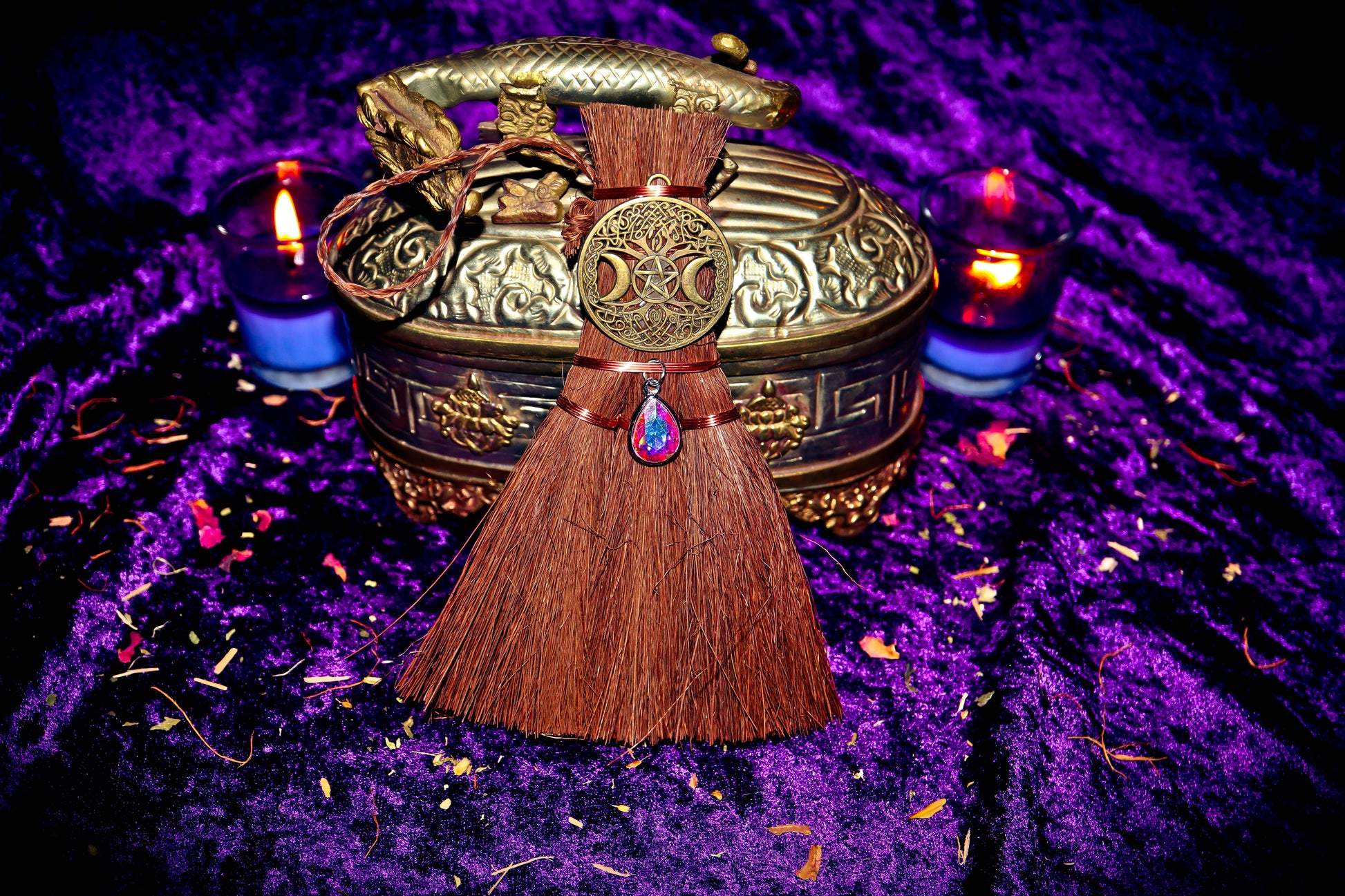 Haunted Magical Witch Broom Ritual Tool for Amplifying the Power Spells Spirits