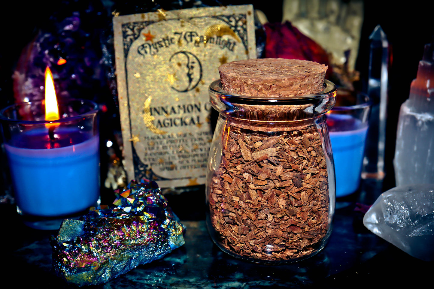 SWEET CINNAMON CHIPS Magick Spice Apothecary ~ Money Drawing & Wealth, Strength, Prosperity & More ~ Premium Apothecary Glass Bottle w/ Cork
