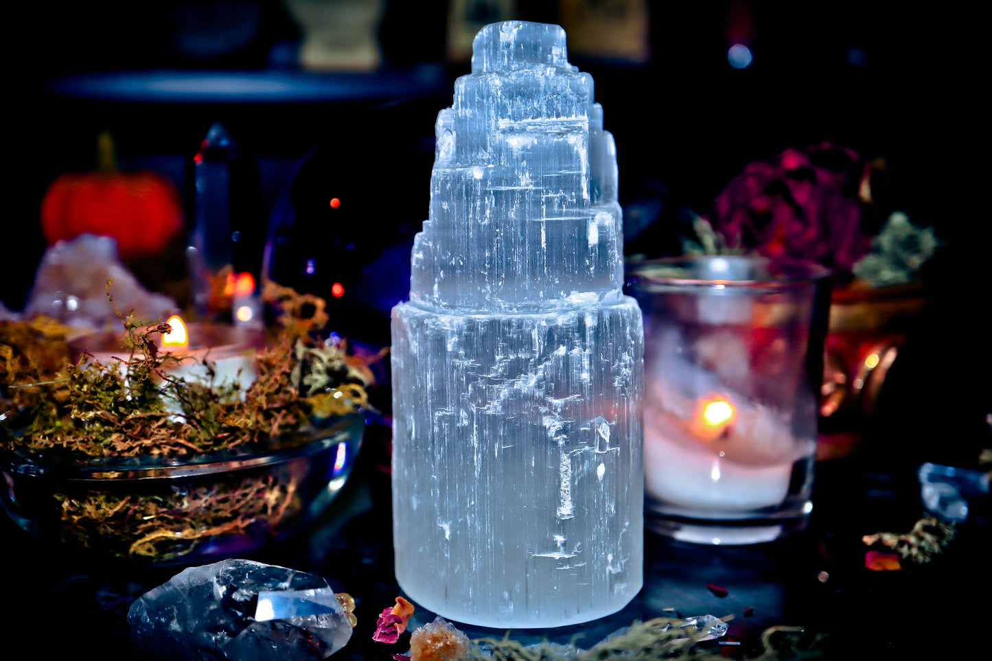 ** SELENITE ** Moon Magick Healing Crystal ** Gemstone Tower! Cleanse & Repel Negative Energy! Charge Your Haunted & Spellcast Items! POWERFUL Healing Crystal! $$$