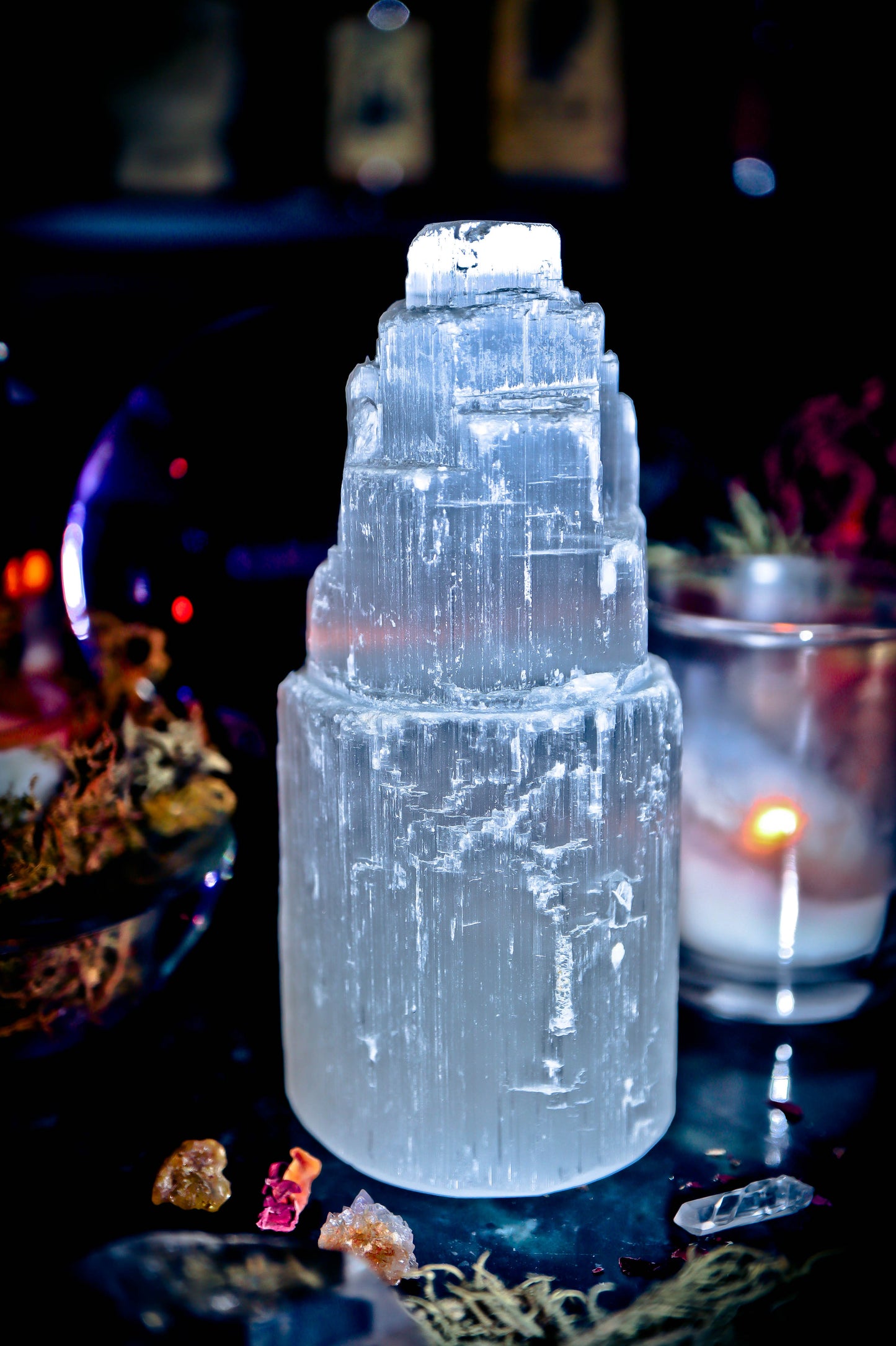 ** SELENITE ** Moon Magick Healing Crystal ** Gemstone Tower! Cleanse & Repel Negative Energy! Charge Your Haunted & Spellcast Items! POWERFUL Healing Crystal! $$$