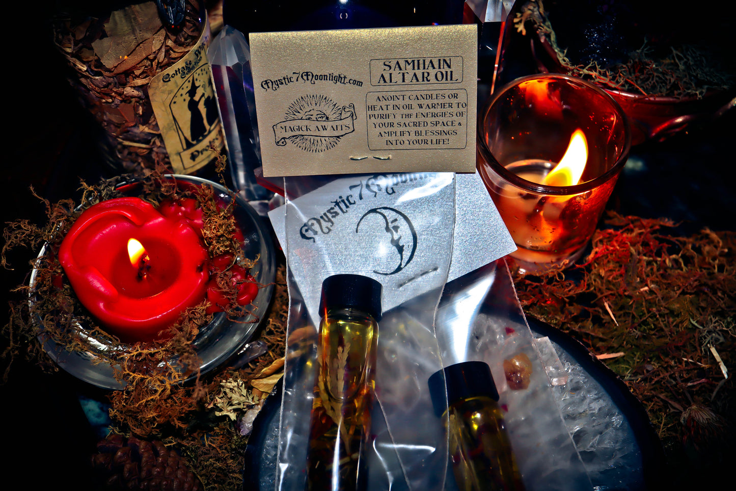 SACRED SAMHAIN ALTAR OIL ~ MAGIC Genie Offering, Ancient Potion for Wealth, Power, Divination and More! W/ FREE GIFT!