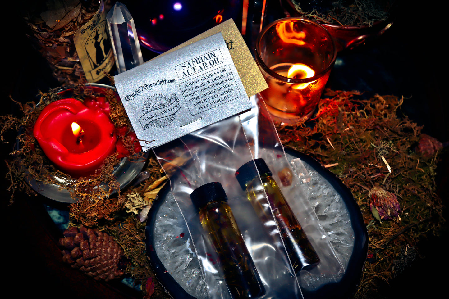 SACRED SAMHAIN ALTAR OIL ~ MAGIC Genie Offering, Ancient Potion for Wealth, Power, Divination and More! W/ FREE GIFT!