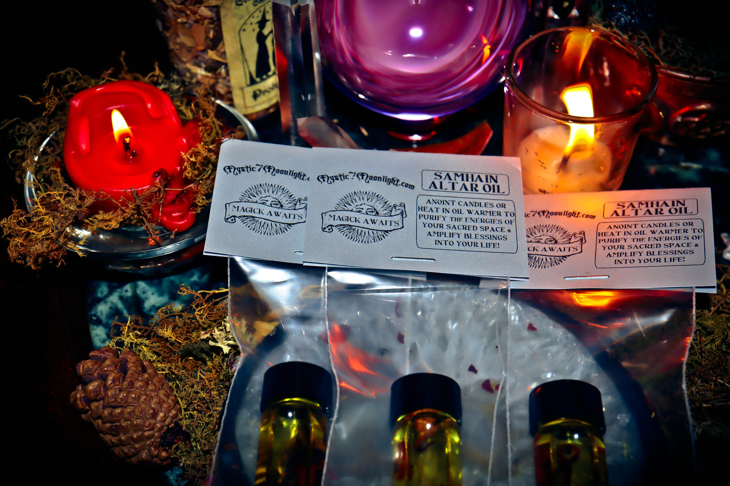 SACRED SAMHAIN ALTAR OIL ~ MAGIC Genie Offering, Ancient Potion for Wealth, Power, Divination and More! W/ FREE GIFT!